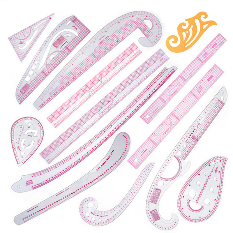 Pink Sewing and Curve Ruler Set