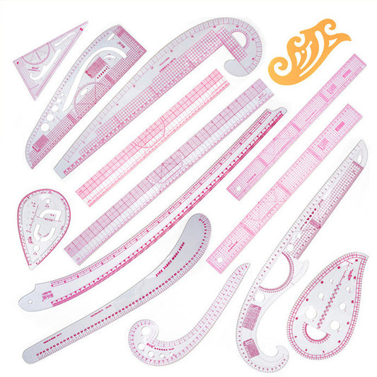 Pink Sewing and Curve Ruler Set